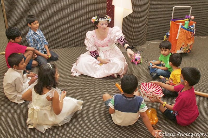 Fairy princess entertaining children at first birthday party - party photography sydney